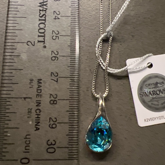 NIC & SYD Swarovski teardrop aquamarine and silver necklace - Picture 3 of 4